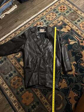 Vintage G-III Women's Black Leather Trench Coat Jacket Size M